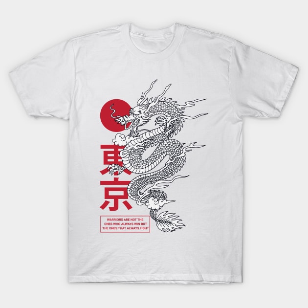 Oriental Dragon Warrior T-Shirt by Alimator